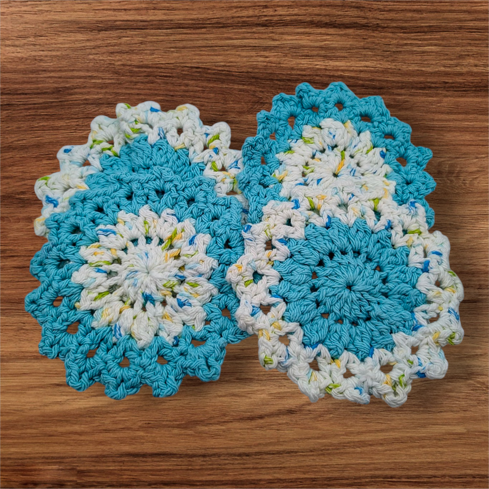 Cute and Colorful Crochet Coasters (Sets of 4)