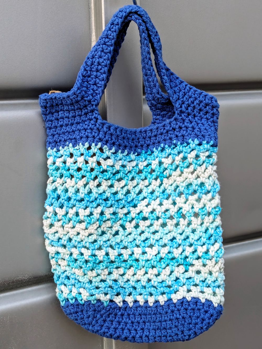 Beachy Blues Reusable Crochet Market Bag