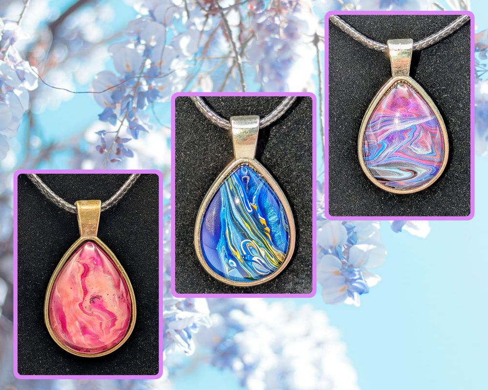 Uniquely Beautiful Paint Dip Teardrop Necklaces