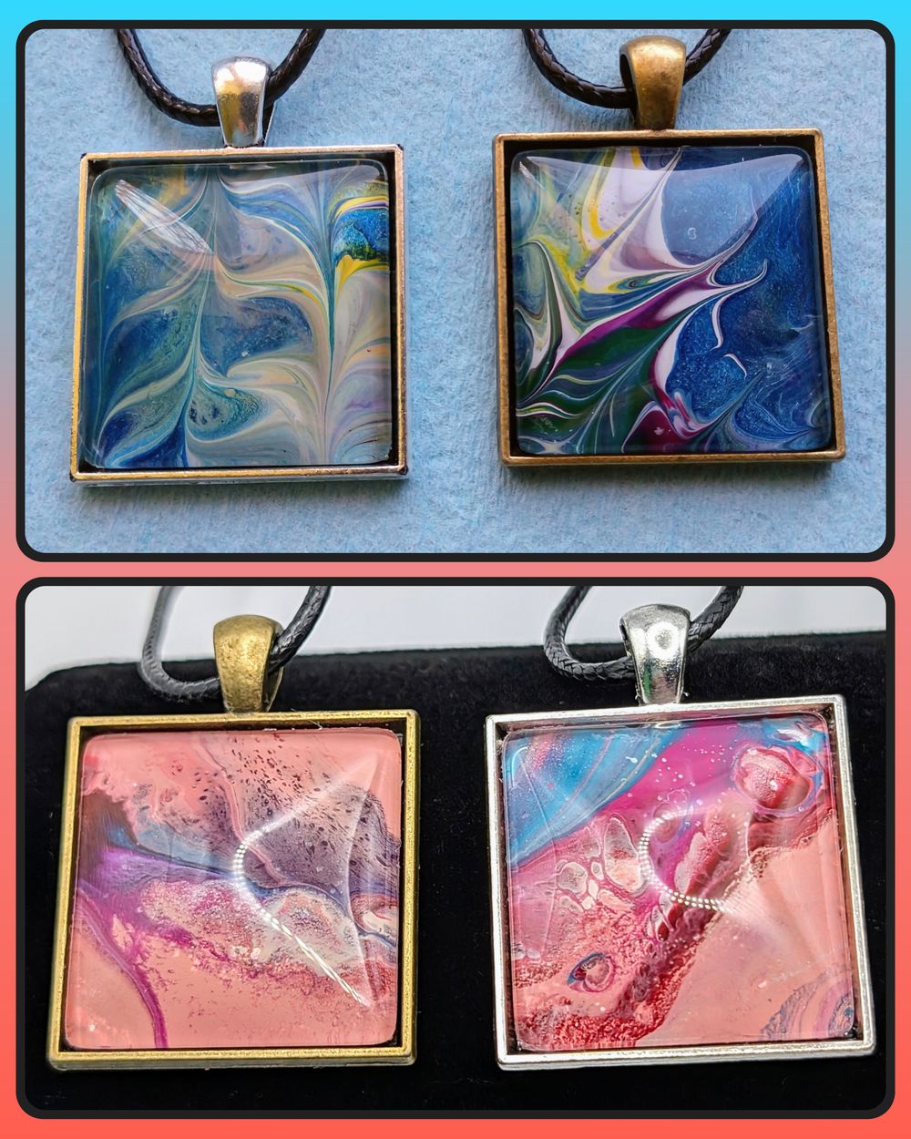 Unique Paint Dip Necklaces (Square)